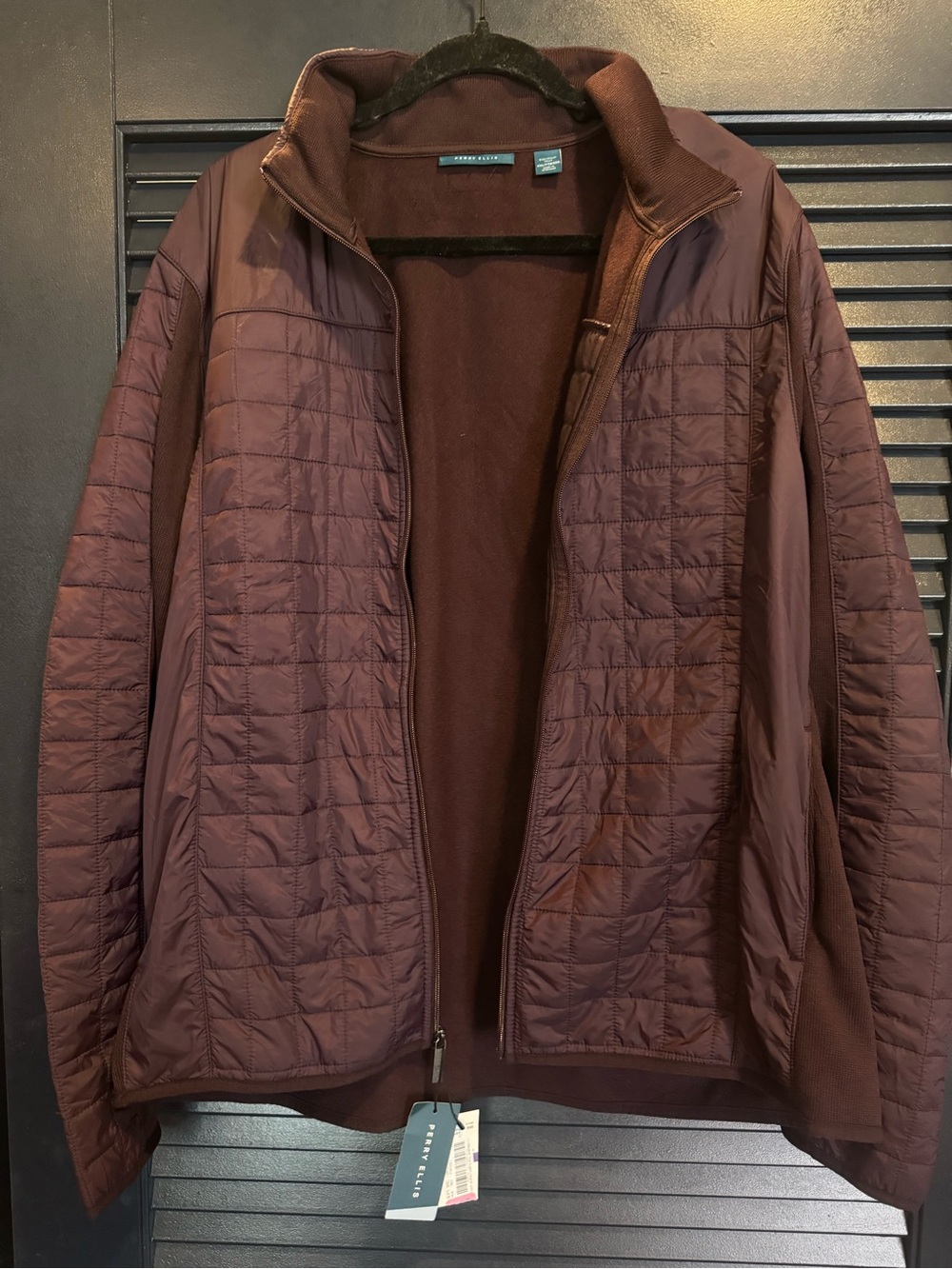 NWT Perry Ellis Hybrid Quilted Jacket XXLT Tall Burgundy Port - Picture 3 of 8